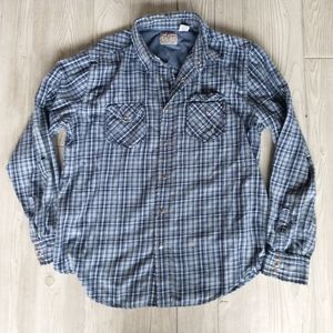 LEVIS Western shirt Size Large Blue Plaid